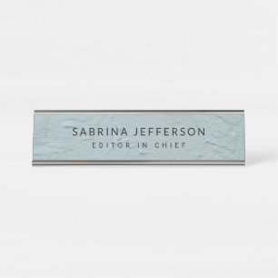 Unique Elegant Plain Simple Minimalist Light Blue Desk Name Plate