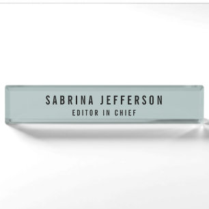 Unique Elegant Plain Simple Minimalist Light Blue Nameplate