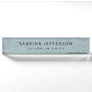 Unique Elegant Plain Simple Minimalist Light Blue Nameplate