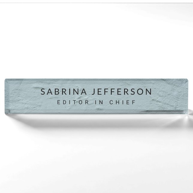 Unique Elegant Plain Simple Minimalist Light Blue Nameplate (Front)