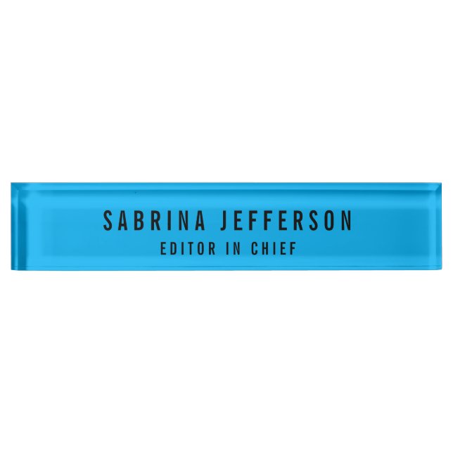 Unique Elegant Plain Simple Minimalist Light Blue Nameplate (Front)
