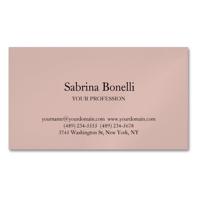Unique Elegant Plain Simple Rose Gold Colour Magnetic Business Card (Front)