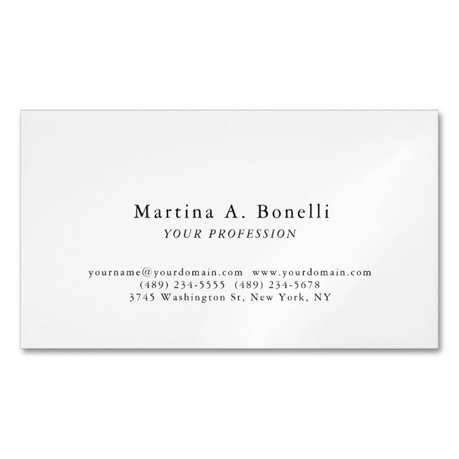 Unique Elegant Plain Simple Special Magnetic Business Card (Front)
