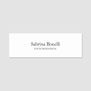 Unique Elegant Plain Simple White Name Tag