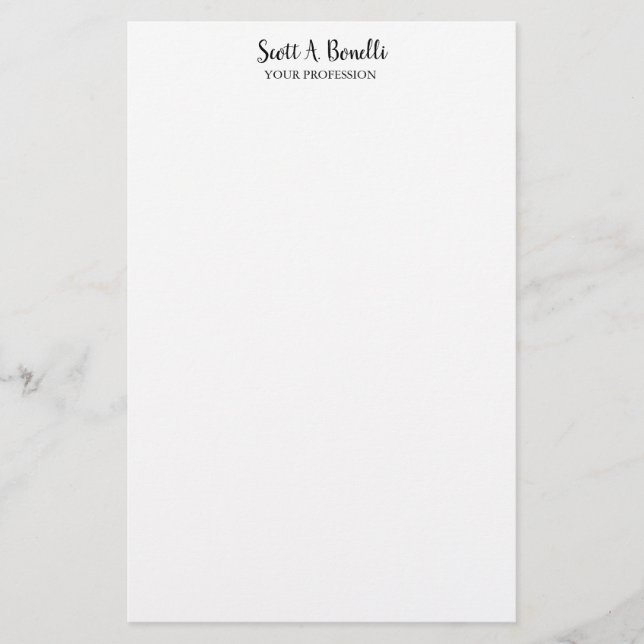 Unique Elegant Plain Simple White Special Stationery (Front)