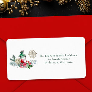Unique Elegant Script Christmas Return Address Lab Label
