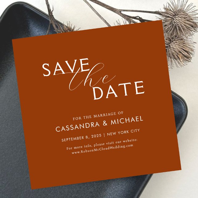 Unique Elegant Terracotta Typography Wedding Save The Date (Creator Uploaded)