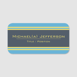 Unique Elegant Two Tones Blues And Yellow: Modern Name Tag