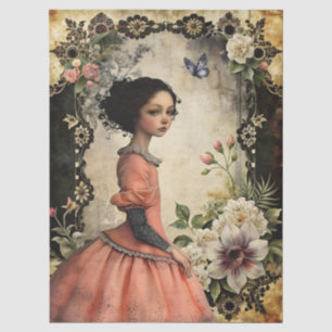 Unique Elegant Victorian Girl in a  Floral Garden  Tissue Paper