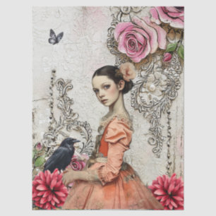 Unique Elegant Victorian Goth Girl Floral Garden  Tissue Paper