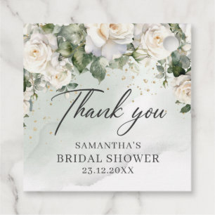 Unique Elegant White Roses Floral Garden greenery Favour Tags