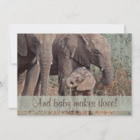 Unique Elephant Family Baby Shower Invitation