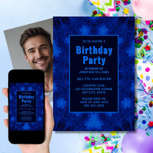 Unique en bleu profond Invitation d'anniversaire P