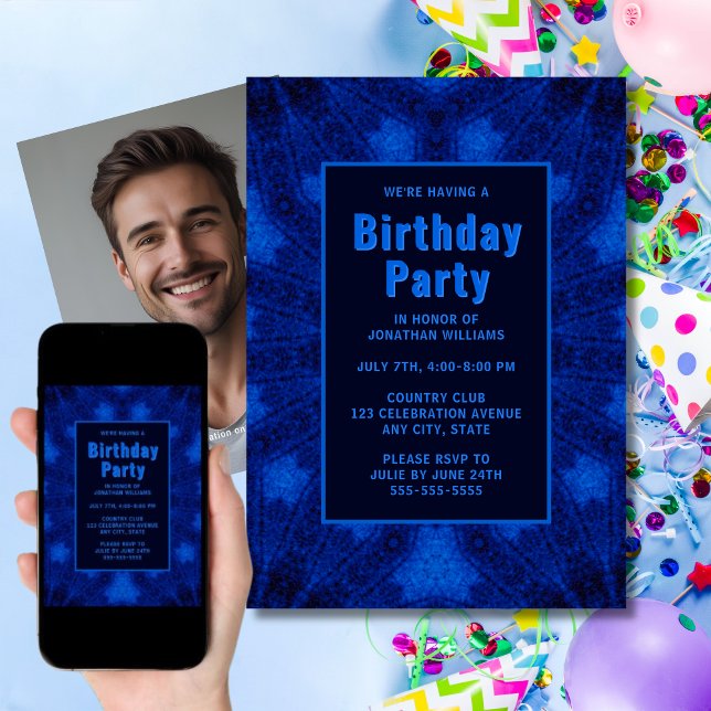 Unique en bleu profond Invitation d'anniversaire P (Créateur téléchargé)