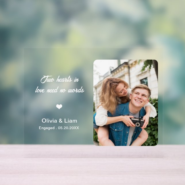 Unique Engagement Gifts For Him Couple Engaged Acrylic Sign (Neutral)