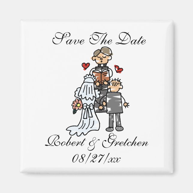 Unique Enregistrer La Date Magnet Mariage Religieu (Devant)
