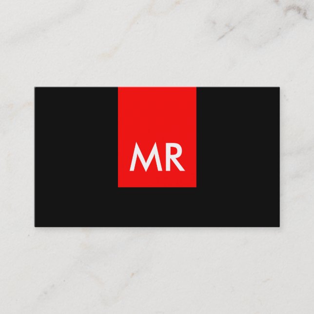 Unique exclusive monogram black red white special business card (Front)