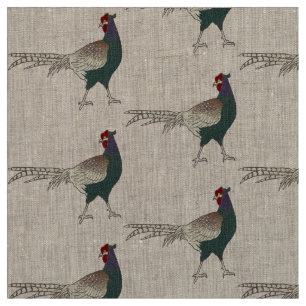 Unique fabric Retro chic pheasant bird  linen
