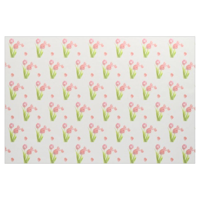 Unique fabric  Retro pink tulip flower (Fat Quarter)