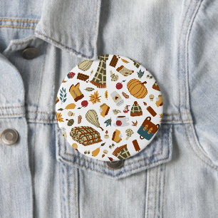Unique Fall Leaves Harvest Autumn Pumpkins 4 Inch Round Button