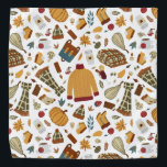Unique Fall Leaves Harvest Autumn Pumpkins Bandana<br><div class="desc">Unique fall Thanksgiving pet bandana or bandana for people hand drawn pattern with an orange sweater, warm scarf, cozy blanket, fall leaves, backpack, pumpkin spice coffee, mulled wine, pumpkin pie, fall candles, warm hat, gourd, autumn flowers, mushrooms, yellow pear, red apple, fall boots, cupcakes and warm socks. It's a unique...</div>