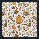 Unique Fall Leaves Harvest Autumn Pumpkins Bandana<br><div class="desc">Unique fall Thanksgiving pet bandana or bandana for people hand drawn pattern with an orange sweater, warm scarf, cozy blanket, fall leaves, backpack, pumpkin spice coffee, mulled wine, pumpkin pie, fall candles, warm hat, gourd, autumn flowers, mushrooms, yellow pear, red apple, fall boots, cupcakes and warm socks. It's a unique...</div>