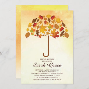 Unique Fall Leaves Umbrella Bridal Shower Invite