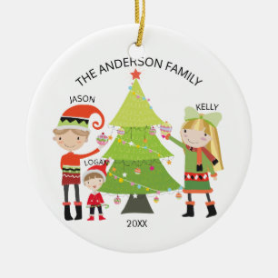 Unique Family of 3 Personalized Christmas Ornament