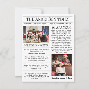 Unique Family Photo Newspaper Christmas Holiday Card