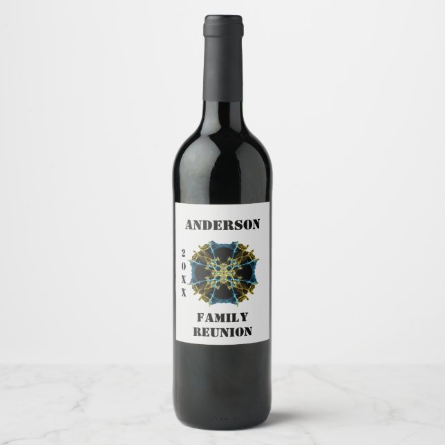 Unique Family Reunion Celestial Kaleidoscope Wine Label (Front)
