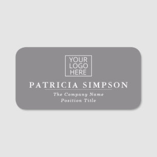 Unique Fashionable Titanium Dark Grey & White Logo Name Tag