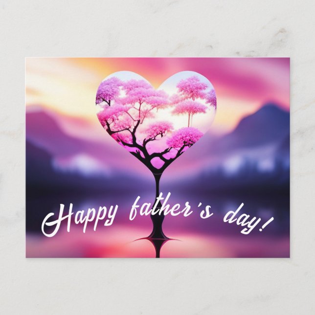 Unique Father's Day postcard : Heart Tree Design (Front)