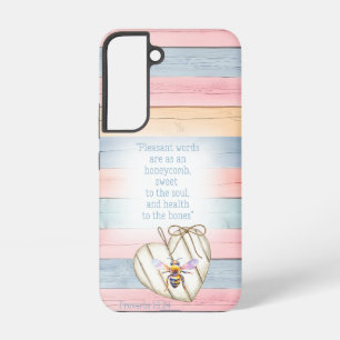 Unique Faux Pastel Wood Heart Watercolor Bee Faith Samsung Galaxy Case