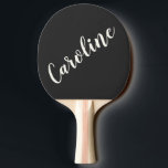 Unique Favour Personalized Name Black and White Ping Pong Paddle<br><div class="desc">Minimalist Calligraphy Personalized Name Ping Pong Paddle in Black</div>