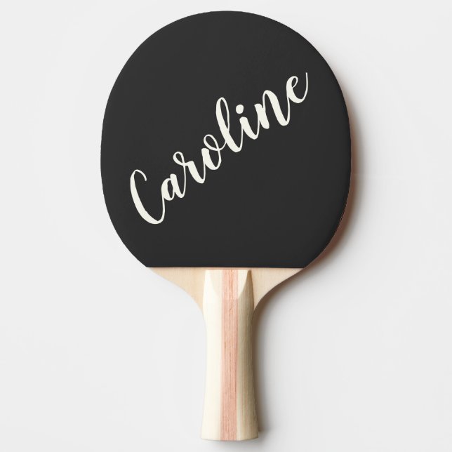 Unique Favour Personalized Name Black and White Ping Pong Paddle (Front)