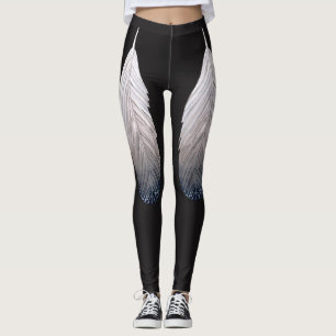 Unique Feather Pattern on Black Printed Legging