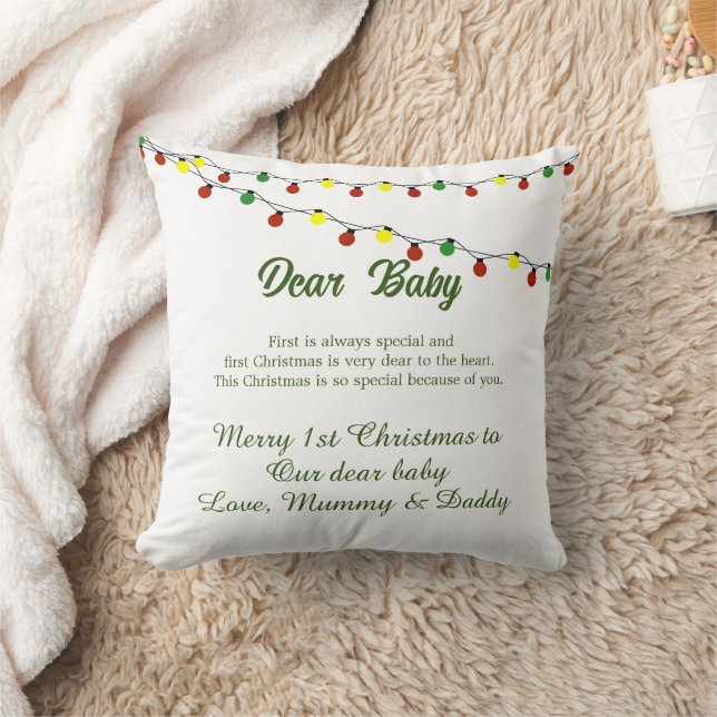  Unique  First Christmas Personalised Typography  Throw Pillow (Blanket)