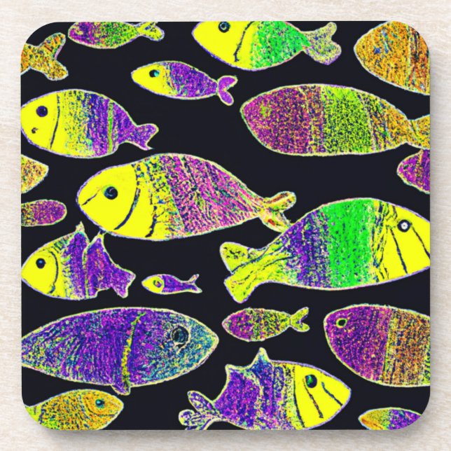 Unique Fish Patterns Art. Buy Now Coaster (Front)