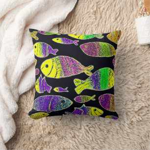 Unique Fish Patterns Art. Buy Now Throw Pillow