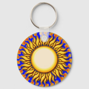 Unique Flaming Tribal Sun Design Keychain