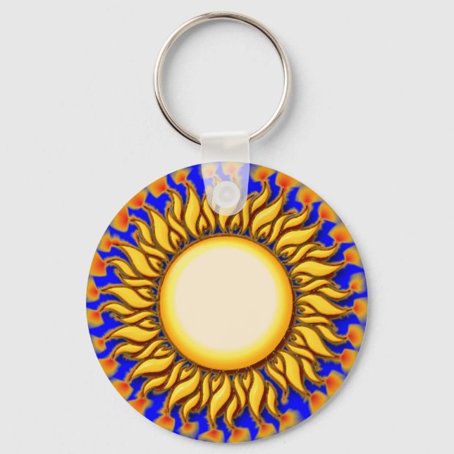 Unique Flaming Tribal Sun Design Keychain (Front)