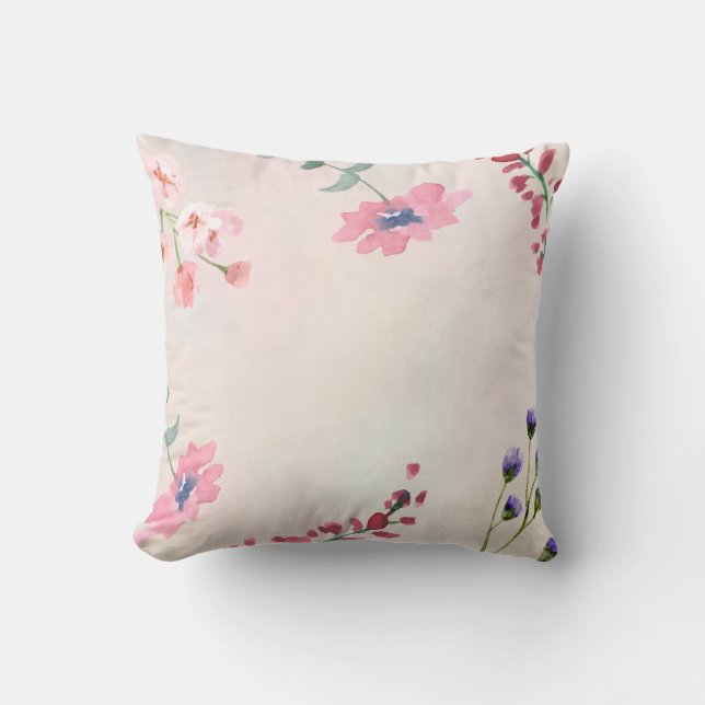 Unique Floral Design Throw Pillow (Front)