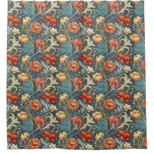 Unique Floral Fabric Shower Curtain