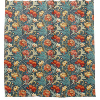 Unique Floral Fabric Shower Curtain