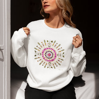 Unique Floral Mandala l Pressed flower Artwork Sweatshirt