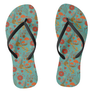 Unique Floral Pattern Flip Flops