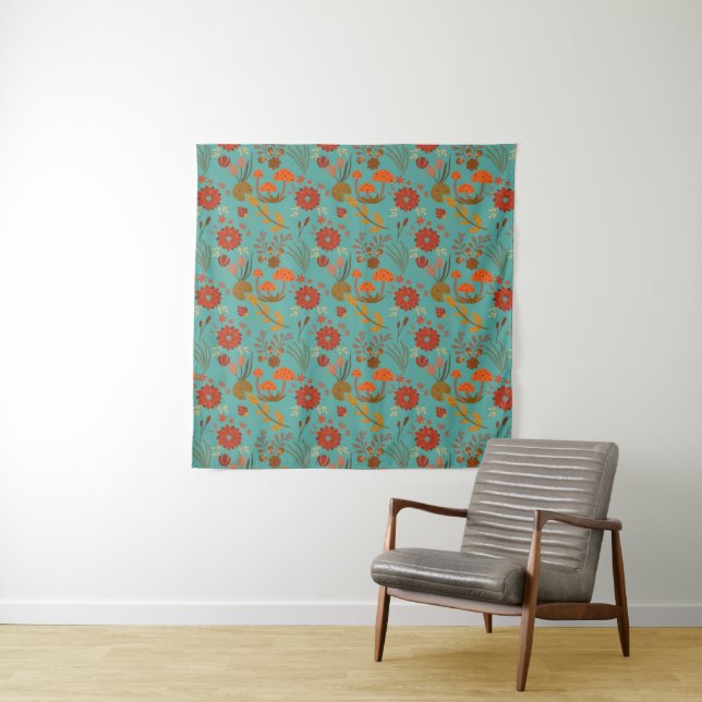 Unique Floral Pattern Tapestry (In Situ)