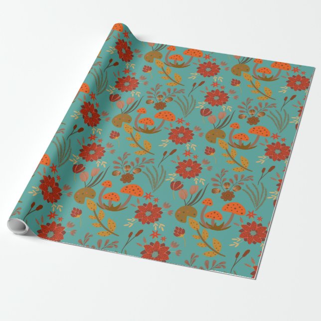 Unique Floral Pattern Wrapping Paper (Unrolled)