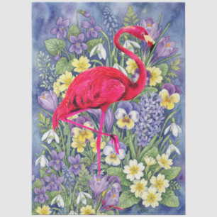 Unique Floral Pink Flamingo Furniture Decoupage Tissue Paper