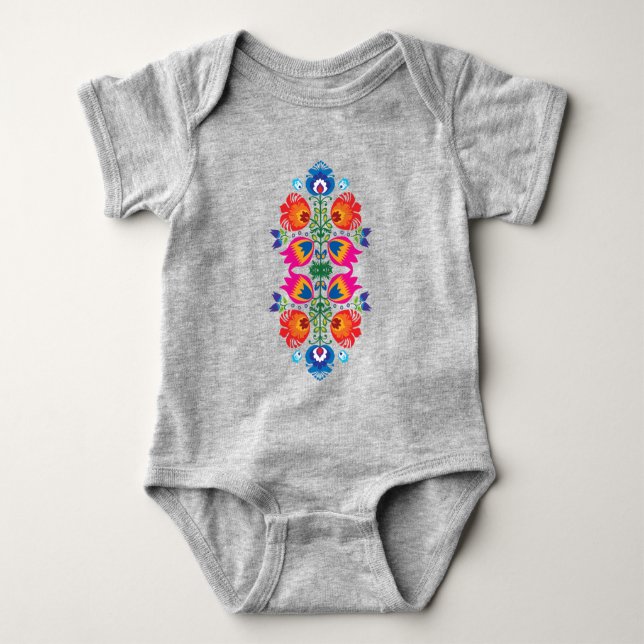 Unique folklore composition  baby bodysuit (Front)